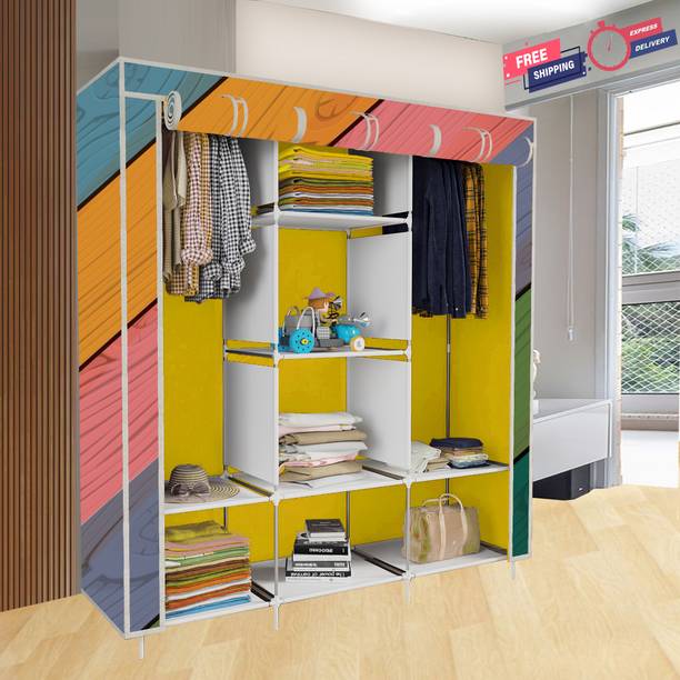 SB07 3 Door 8 Layer Unique Portable Carbon Steel Collapsible Wardrobe