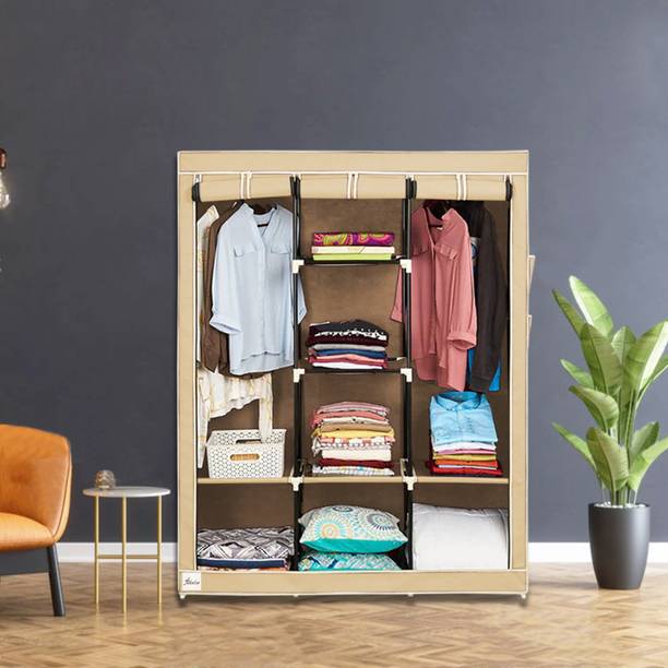 Flipkart Perfect Homes Studio 3 Flaps With 2 Hangers & 8 Shelf PP Collapsible Wardrobe