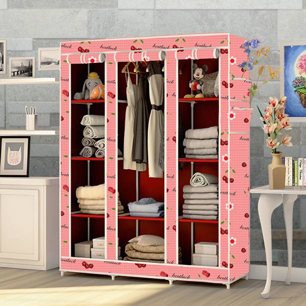 KushHome C2 Printed Wardrobe Carbon Steel Collapsible Wardrobe