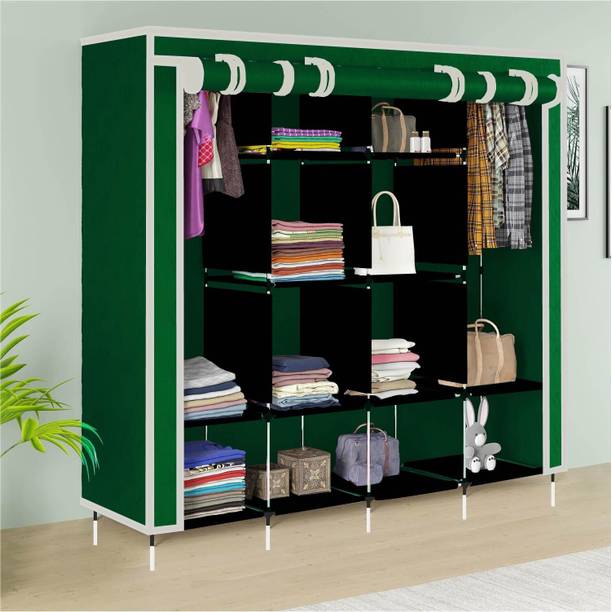 MS MODSTYLE Portable Almirah Foldable closet for Clothes 12 Shelves , 1 Side Pocket (88370) PP Collapsible Wardrobe