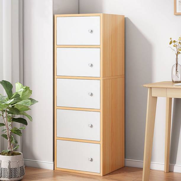Sasimo 5 Layer Foldable Cabinet Engineered Wood Cupboard For Storage Modular Drawer Plastic Free Standing Cabinet