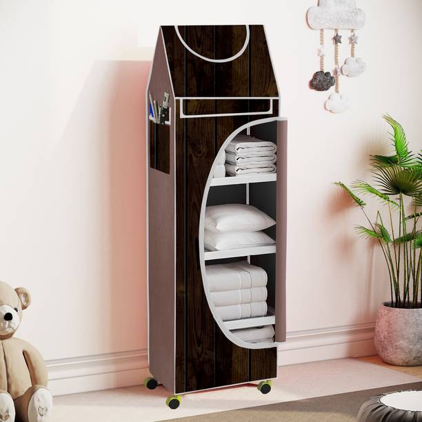 FurniGully Baby 5 Shelve Unbreakable Material PVC Collapsible Wardrobe PP Collapsible Wardrobe
