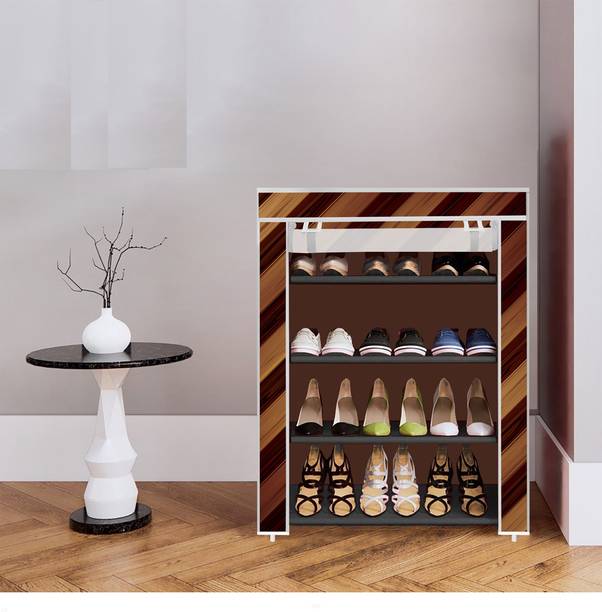 BEEYZELL 4 Shelf Foldable Collapsible ShoeRack Plastic Collapsible Shoe Stand