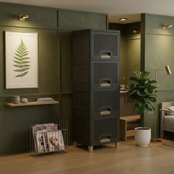 GROTHEORY Multi layer Plastic Storage Cabinet for Clothes with Spacious Drawers PP Collapsible Wardrobe