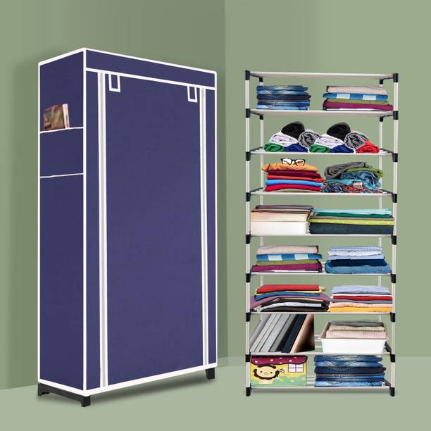 INSIDE STYLE Portable Collapsible Cloth Wardrobe – 4 Shelf Foldable Storage Cabinet PP Collapsible Wardrobe