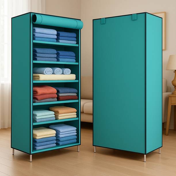 Porchex 6 Shelves Clothes Storage Rack Wardrobe/Cabinet/Multipurpose , Foldable, PP Collapsible Wardrobe