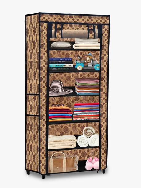 GlowSilk Trendy Collapsible Wardrobe 6 Layer Storage Cabinet for Living Room Carbon Steel Collapsible Wardrobe