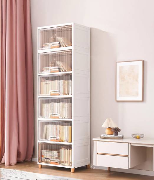 Flipkart Perfect Homes Studio 6 Door 6 Shelf Plastic Foldable Wardrobe for Clothes Plastic Cloth Rack PP Collapsible Wardrobe