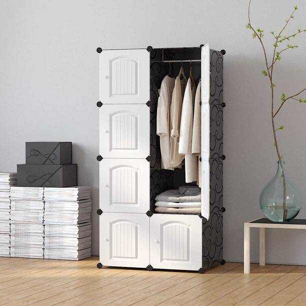 SEASONS 8-Door 8-Shelf Plastic kids Collapsible Cupboard PC Collapsible Wardrobe