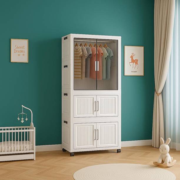 Evrum 6-Door 6-Shelf Plastic almirah for kids, almirah of clothes ,cupboard PC Collapsible Wardrobe