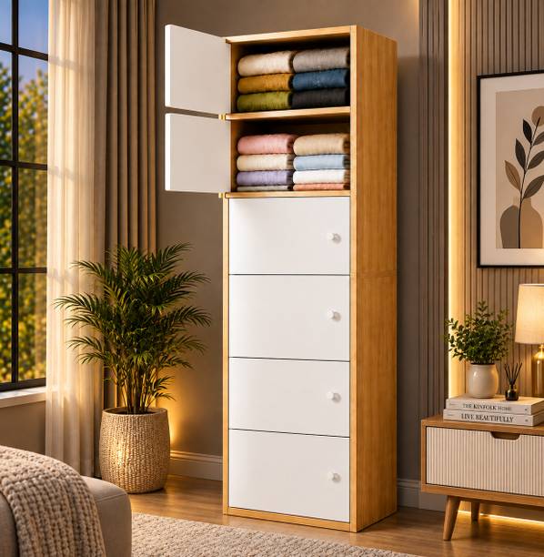 Sasimo 6-Door 6-Shelf Closet Engineered Wood Collapsible Cupboard PC Collapsible Wardrobe