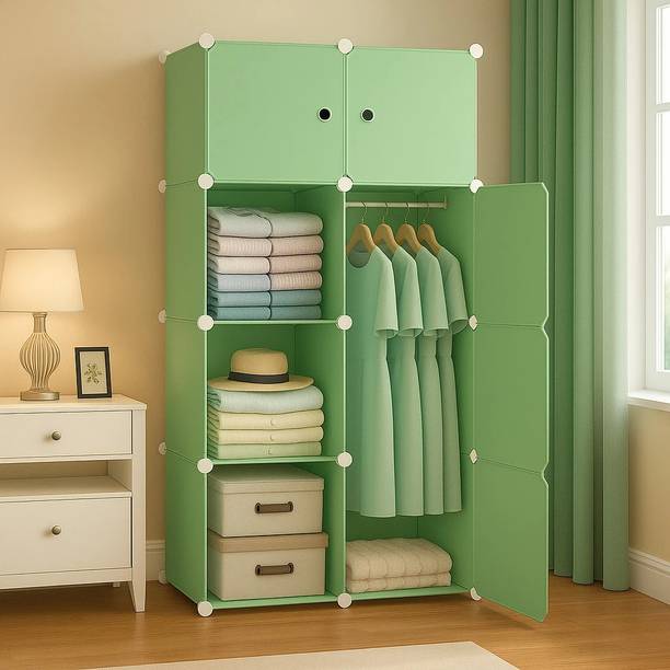 MEVIGO 8-Door 8-Shelf Plastic Collapsible Cupboard PC Collapsible Wardrobe