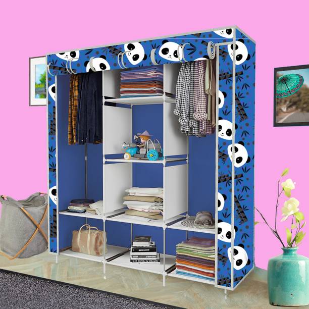 KushHome C1 Printed Wardrobe Carbon Steel Collapsible Wardrobe