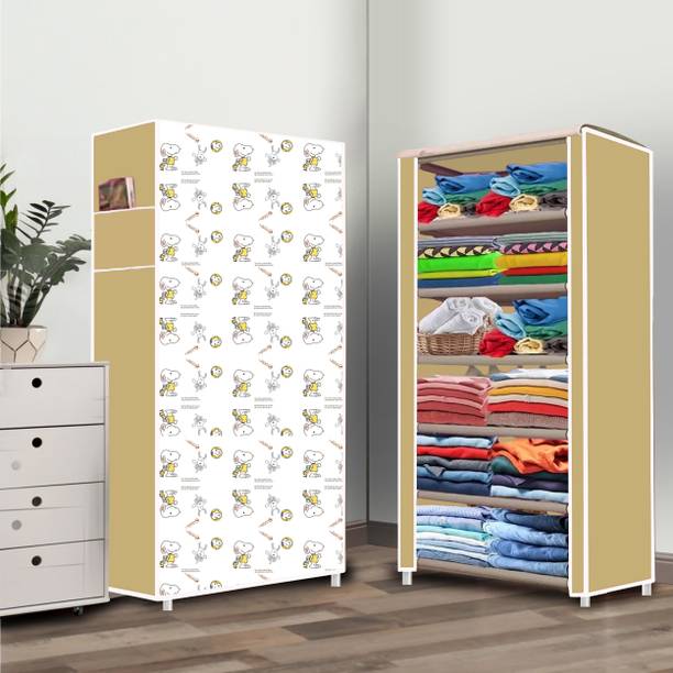 ZENVEXYO 6 Shelf Dogi Printed PP Collapsible Wardrobe