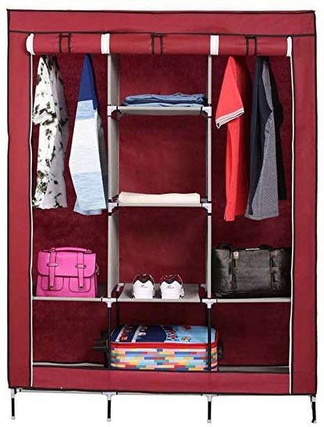 vipash Collapsible Wardrobe Closet for Clothes Almira, 8 Shelves, 1 Side Pocket Polyester Collapsible Wardrobe