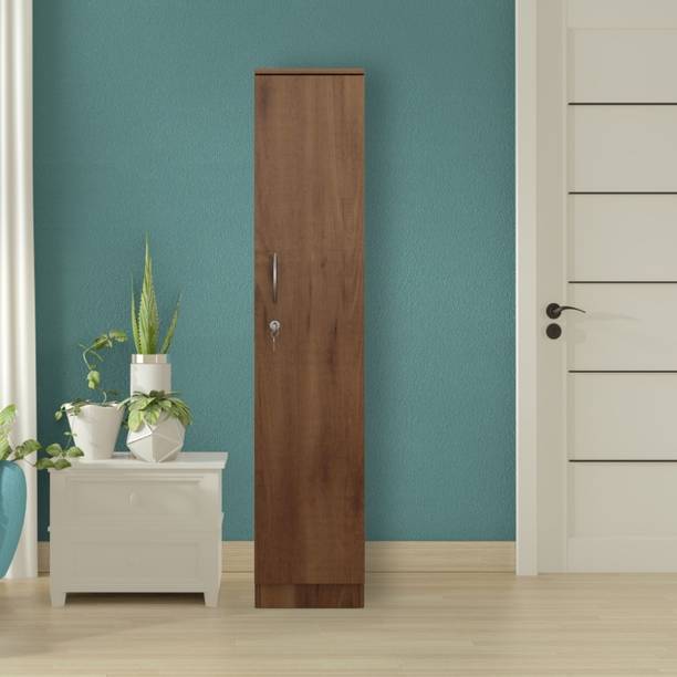 woodcom Single Door Wardrobe Storage Rack Organizer Almirah Cupboard with Shelves High Density Block Board Collapsible Wardrobe