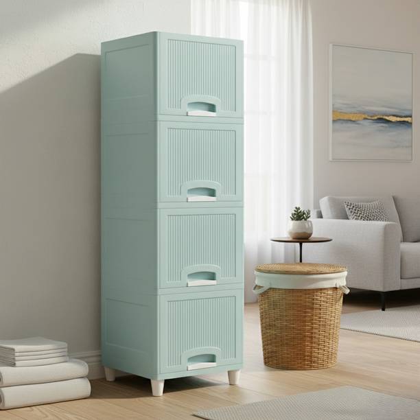 SUPTIKES Multi Layer Cabinet with User Friendly Storage Build PP Collapsible Wardrobe