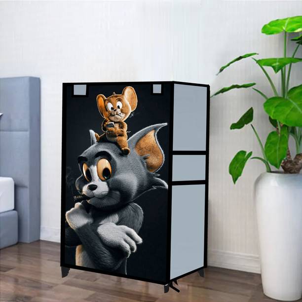 GlowSilk Cartoon Tom & Jerry Printed, 4 Shelves, PVC Collapsible Wardrobe