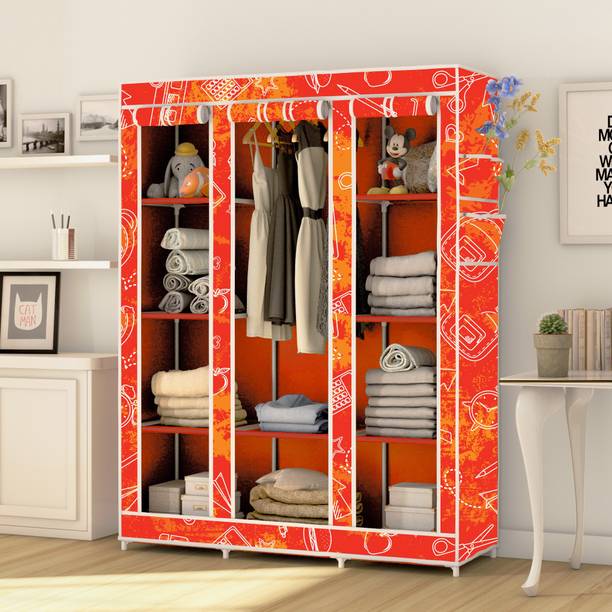 CGul 3 Fold 10 Rack Digital Print Carbon Steel Collapsible Wardrobe