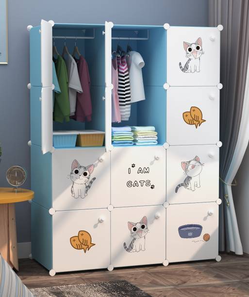 EXVITO 12-Door 12-Shelf Plastic almirah for kids, almirah of clothes ,cupboard clothes PC Collapsible Wardrobe