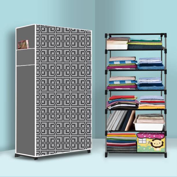 KushHome 6 Shelf Cabinet Carbon Steel Collapsible Wardrobe
