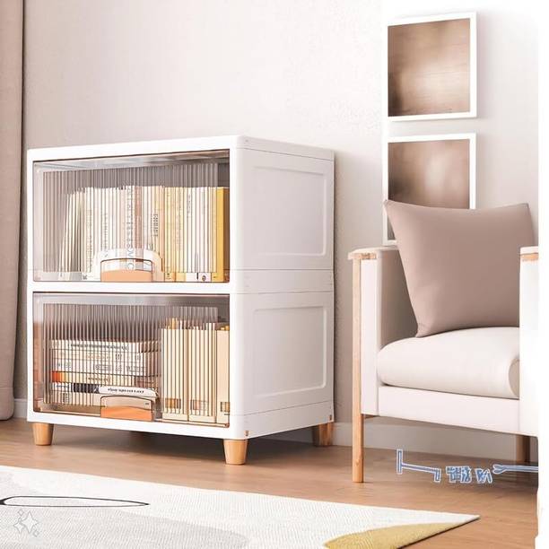 Keekos 2-Door 2-Shelf Plastic Collapsible Cupboard PC Collapsible Wardrobe PP Collapsible Wardrobe