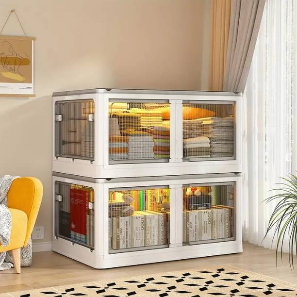 Evrum 2-Shelf Plastic Collapsible Cupboard PC Collapsible Wardrobe