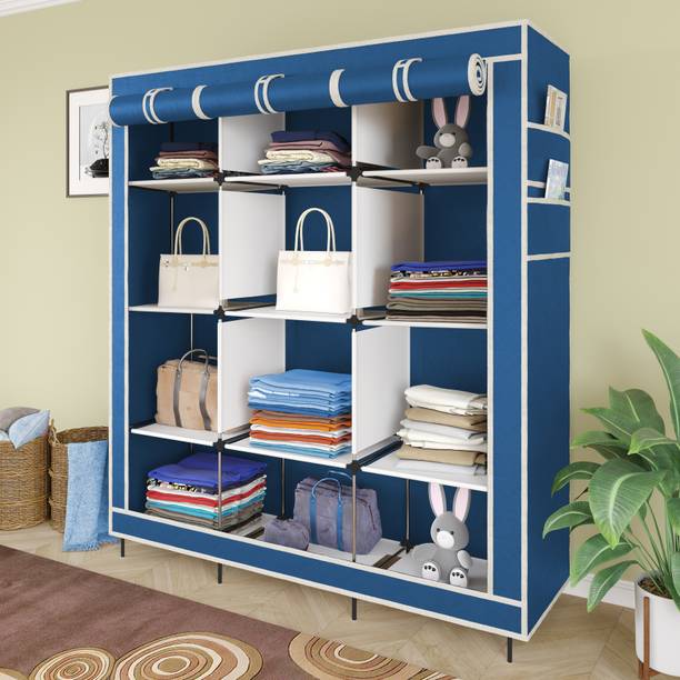HUENISH 12 Shelves Collapsible Portable Foldable Wardrobe Storage Organizer for Clothes PP Collapsible Wardrobe