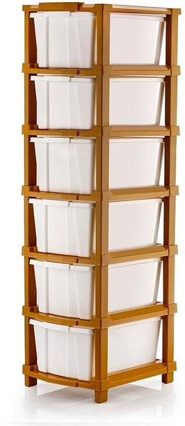 ASHLAS 6 Plastic Modular Drawer System for Home, Office Free Standing Chest of Drawers PP Collapsible Wardrobe