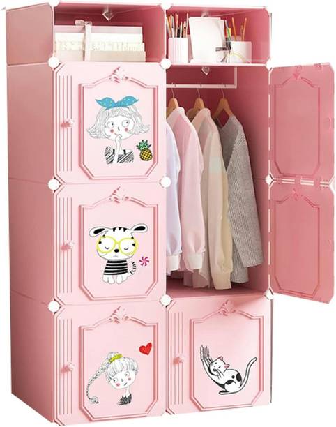 EXVITO 6-Door 8-Shelf Plastic almirah for kids, almirah of clothes ,cupboard clothes PC Collapsible Wardrobe