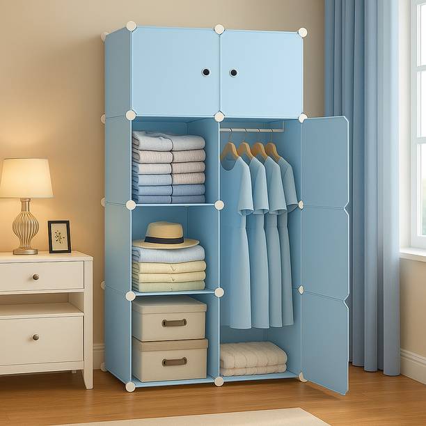 MEVIGO 8-Door 8-Shelf Plastic Collapsible Cupboard PC Collapsible Wardrobe