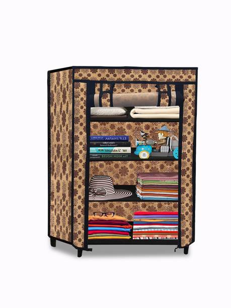 POWEREST Trendy Collapsible Wardrobe 4 Layer Storage Cabinet for Living Room Carbon Steel Collapsible Wardrobe