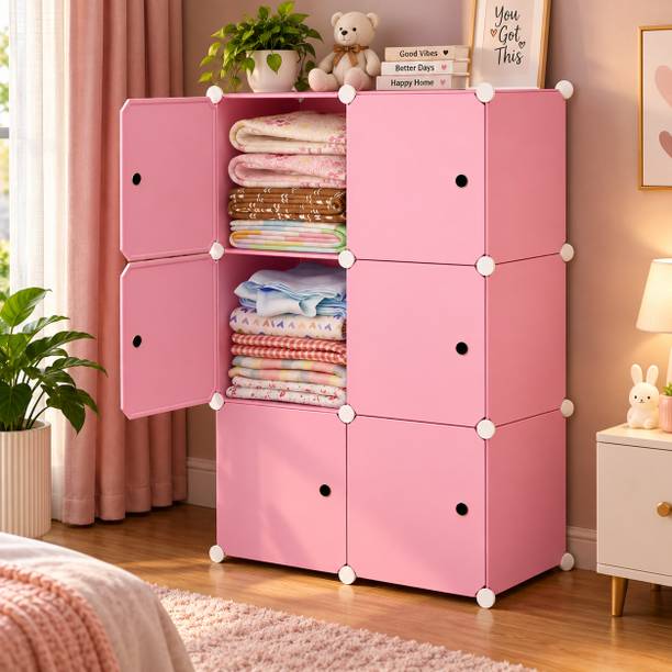 MEVIGO 6-Door 6-Shelf Plastic Collapsible Cupboard PC Collapsible Wardrobe