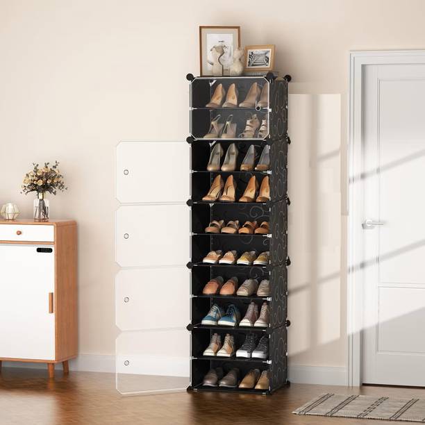 KriShyam Shoe Rack Organizer DIY 20 Pair Tower 5 Door Portable Cabinet for Boots Shoes Plastic, Metal Collapsible Shoe Stand