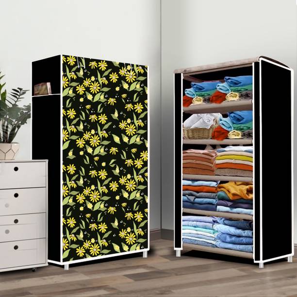 wrt 5 Layer Daisy Floral Print PVC Collapsible Wardrobe