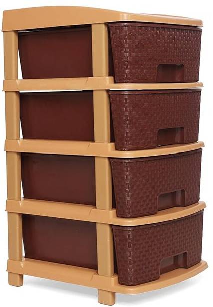 ASHLAS 4 Plastic Modular Drawer System for Home, Office, Hospital PP Collapsible Wardrobe