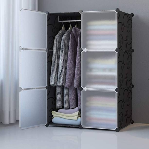 Owme 6-Door 6-Shelf Plastic Carbon PP Collapsible Wardrobe for Kids & Bedroom HM1 - PP Collapsible Wardrobe