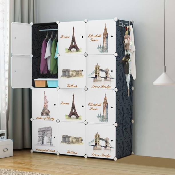 UTILLO 12 DOOR BLACK PP Collapsible Wardrobe