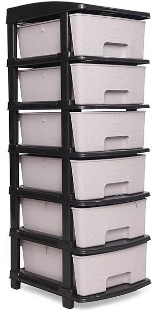 ASHLAS 6 Plastic Modular Transparent Drawer PP Collapsible Wardrobe