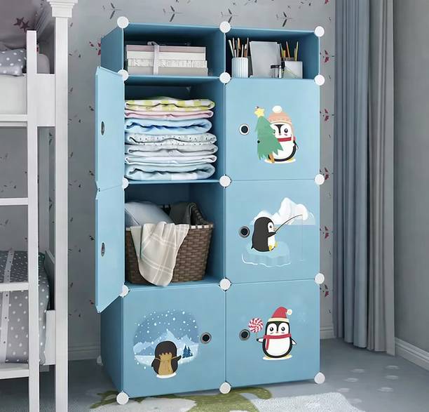 Sasimo 6-Door 8-Shelf Plastic kids Collapsible Cupboard PC Collapsible Wardrobe