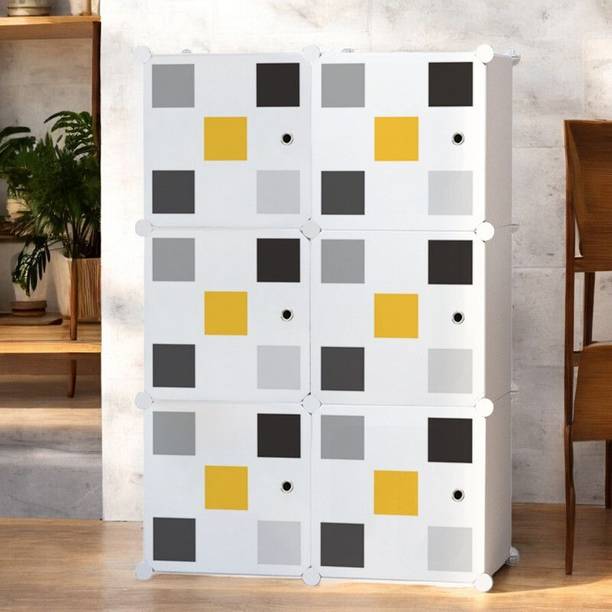 Zofiy 6 Door 6 Shelf Plastic Metal Collapsible Wardrobe, Clothes, Shoes,etc. Organiser PP Collapsible Wardrobe