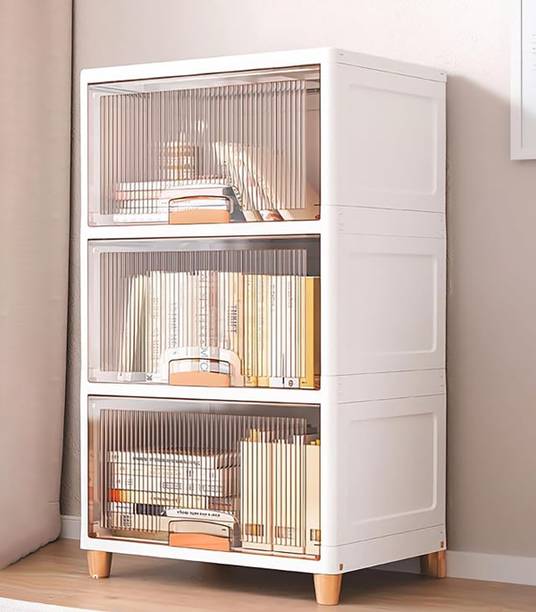 MEVIGO 3-Door 3-Shelf Plastic Collapsible Cupboard PC Collapsible Wardrobe