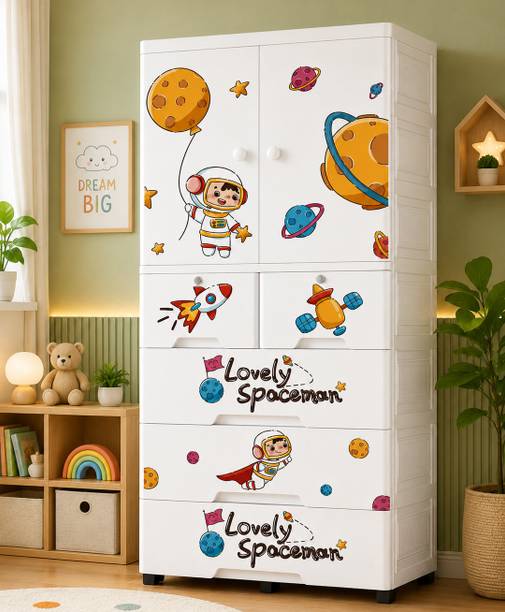 Sasimo 1-Wardrobe 5-Drawer 5-Shelf Plastic foldable Cupboard PC Collapsible Wardrobe