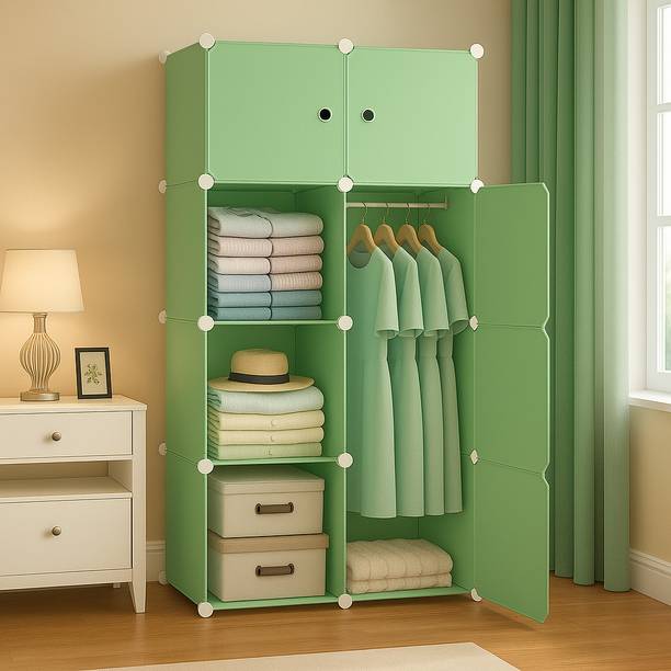 MEVIGO 8-Door 8-Shelf Plastic Collapsible Cupboard PC Collapsible Wardrobe