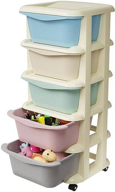 ASHLAS 5 Modular Drawer Storage Organizer/Plastic Chest of Drawers for Kitchen Storage PP Collapsible Wardrobe