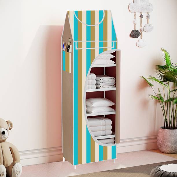 Furnspace Baby 6 Shelve Unbreakable Material Carbon Steel Collapsible Wardrobe