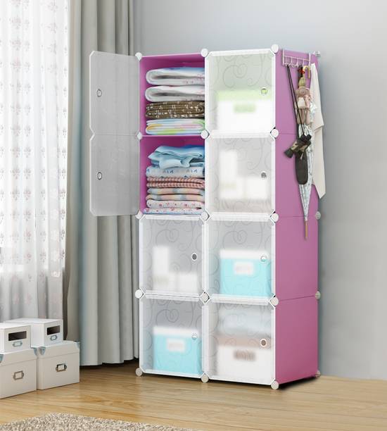 UTILLO 8 DOOR PINK (T) PP Collapsible Wardrobe
