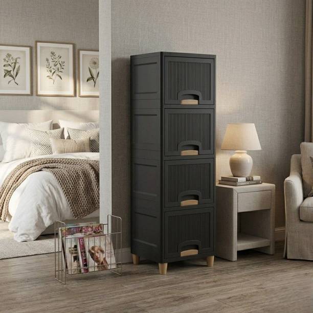 Suptikes Multi layer Plastic Storage Cabinet for Clothes with Spacious Drawers PP Collapsible Wardrobe