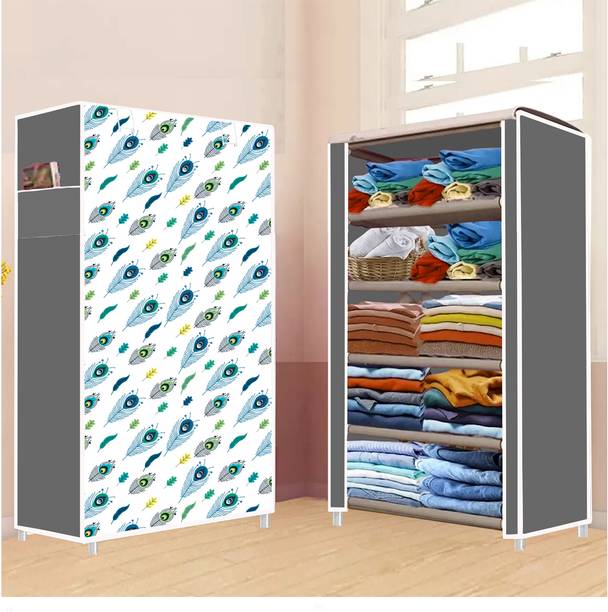 HUMBLE KART 5 Shelf Foldable Collapsible Wardrobe Storage Organizer Almirah Cloth Rack PP Collapsible Wardrobe