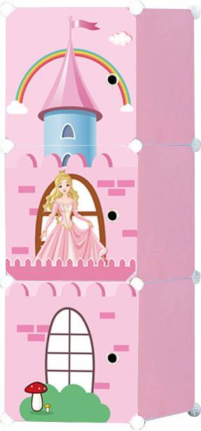 GIBI 3-Door 3-Shelf Plastic PC Collapsible Wardrobe